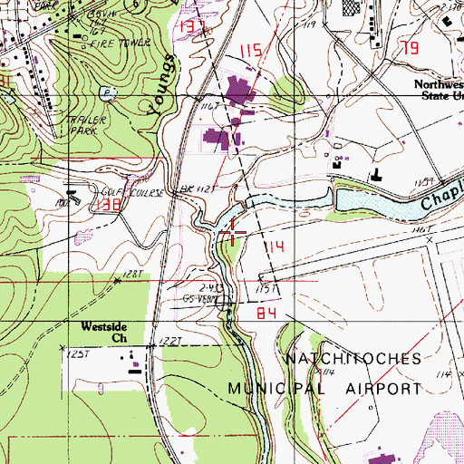 Topographic Map of Youngs Bayou, LA