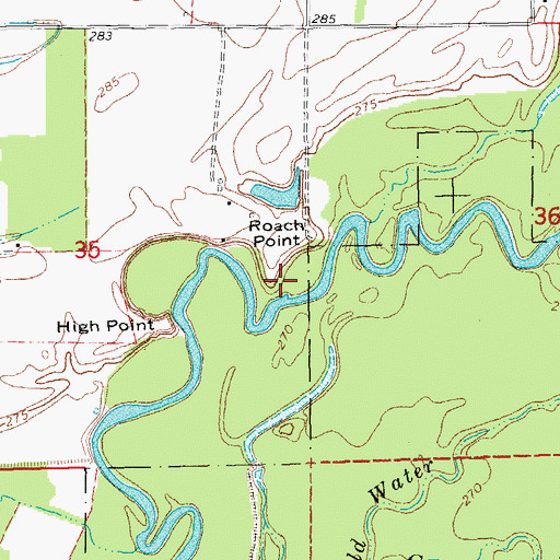 Topographic Map of Roach Point, AR
