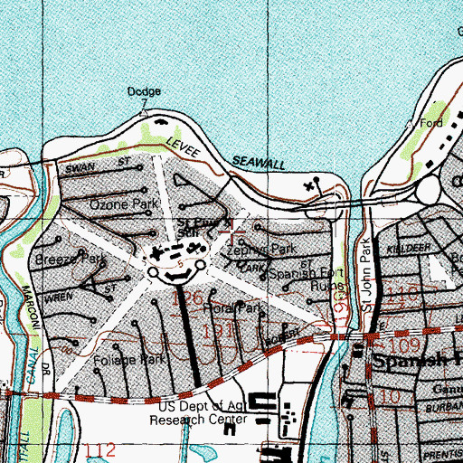 Topographic Map of Zephyr Park, LA