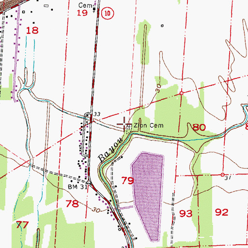 Topographic Map of Zion Cemetery, LA