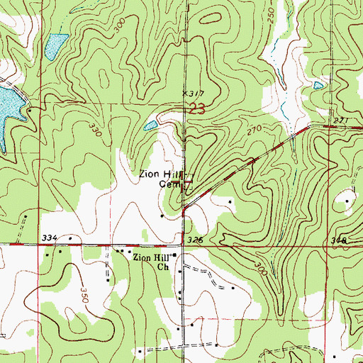 Topographic Map of Zion Hill Cemetery, LA