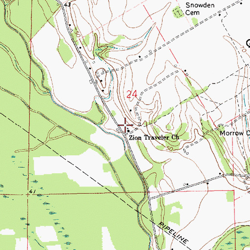 Topographic Map of Zion Traveler Church, LA