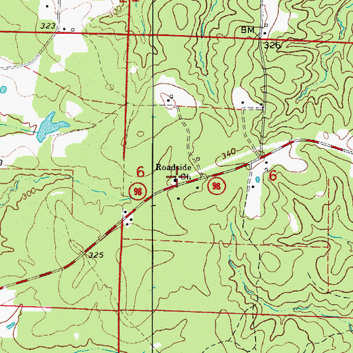 Topographic Map of Roadside Church, AR