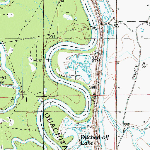 Topographic Map of Upper Ouachita National Wildlife Refuge, LA