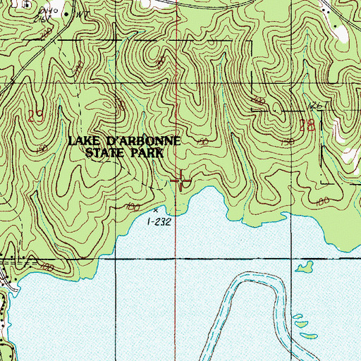 Topographic Map of Lake D'Arbonne State Park, LA