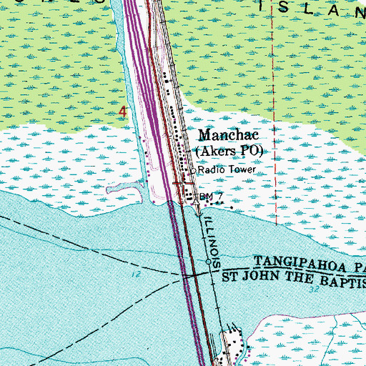 Topographic Map of Akers, LA