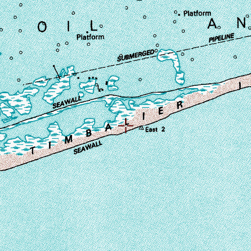 Topographic Map of East Timbalier Island National Wildlife Refuge, LA