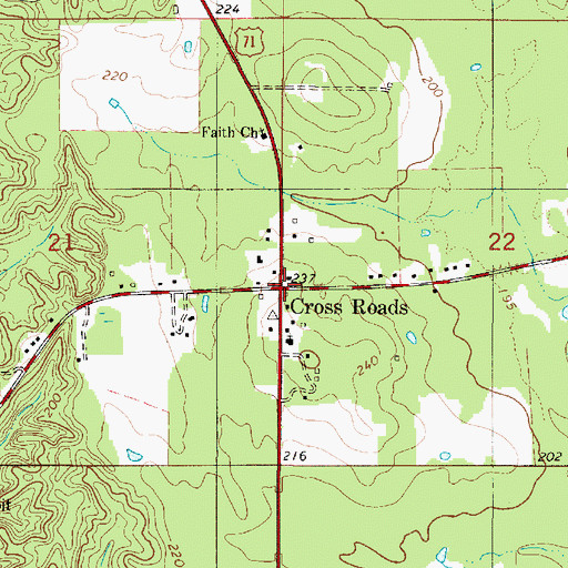 Topographic Map of Cross Roads, LA
