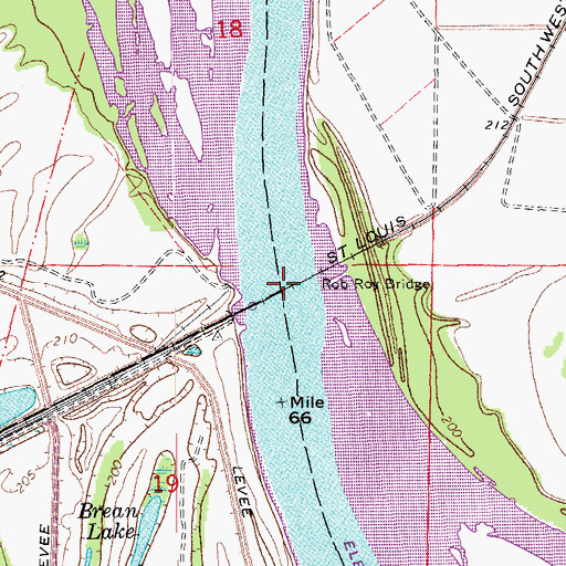Topographic Map of Rob Roy Bridge, AR