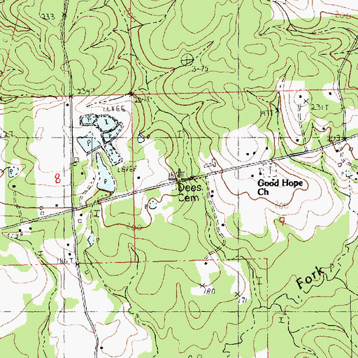Topographic Map of Dees Cemetery, LA