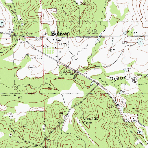 Topographic Map of Dyson Branch, LA
