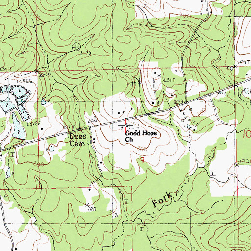 Topographic Map of Good Hope Church, LA