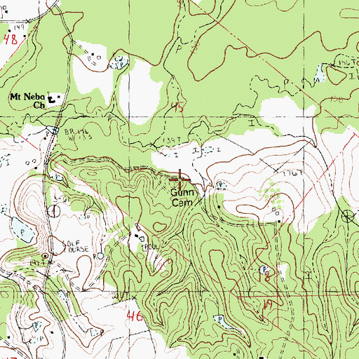 Topographic Map of Gunn Cemetery, LA