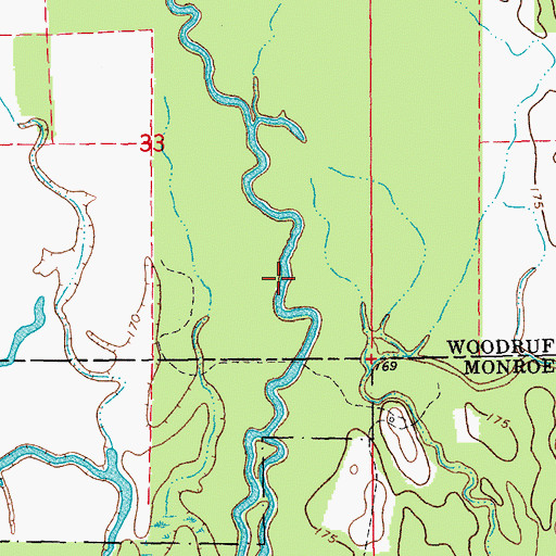 Topographic Map of Robe Bayou, AR