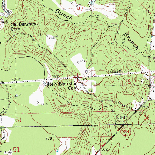 Topographic Map of New Bankston Cemetery, LA
