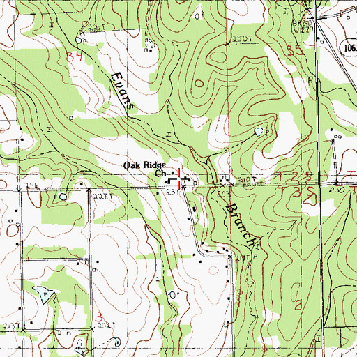 Topographic Map of Oak Ridge Church, LA