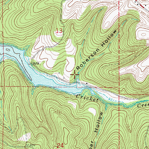 Topographic Map of Roberson Hollow, AR