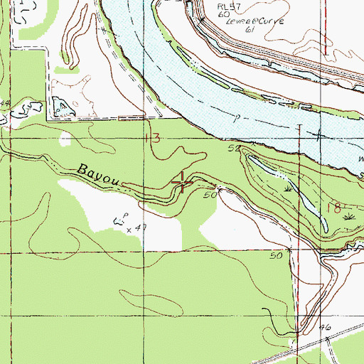 Topographic Map of Grand Bayou, LA