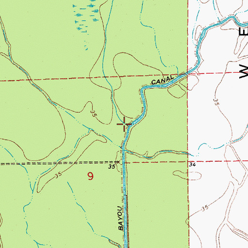 Topographic Map of Bayou du Corail, LA