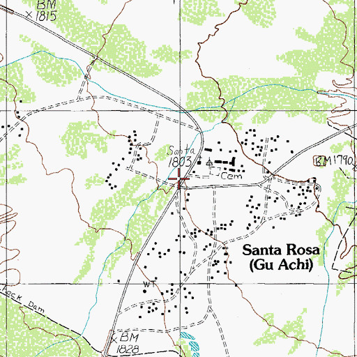 Topographic Map of Santa Rosa, AZ