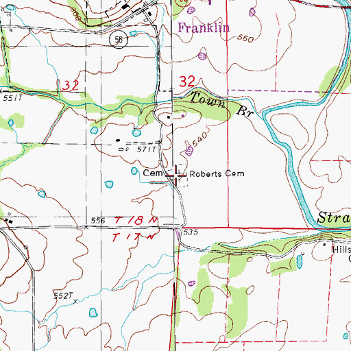 Topographic Map of Roberts Cemetery, AR
