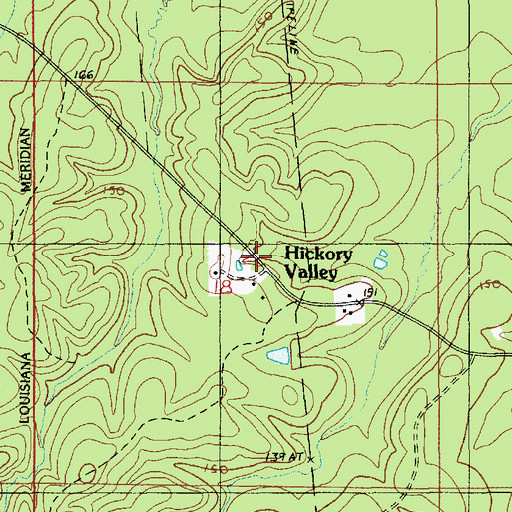 Topographic Map of Hickory Valley, LA