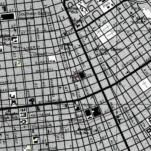Topographic Map of Cohen High School (historical), LA