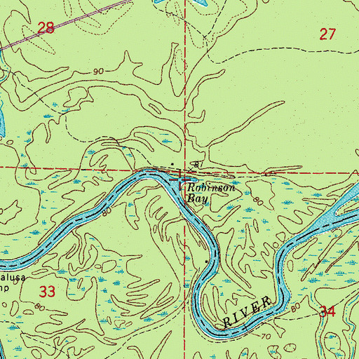 Topographic Map of Robinson Bay, AR