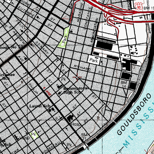 Topographic Map of Saint Alphonsus School (historical), LA