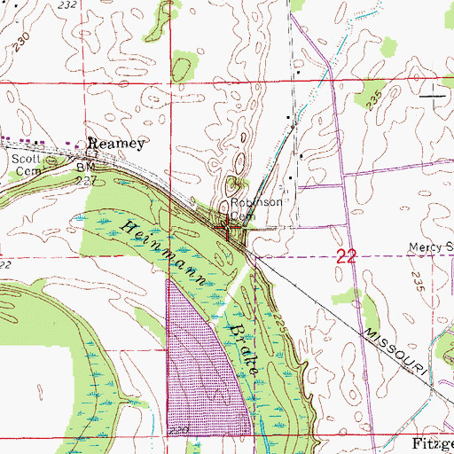Topographic Map of Robinson Cemetery, AR