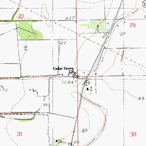 Topographic Map of Cedar Grove Church, LA