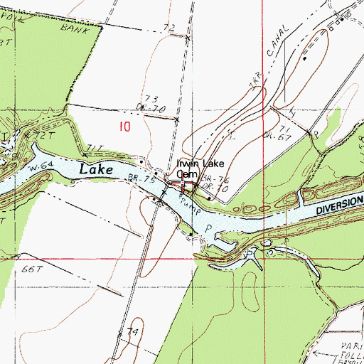 Topographic Map of Irwin Lake Cemetery, LA