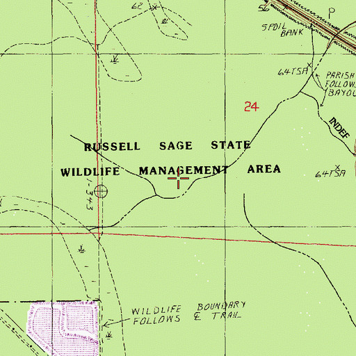 Topographic Map of Russell Sage State Wildlife Management Area, LA