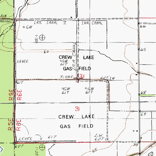 Topographic Map of Crew Lake Gas Field, LA