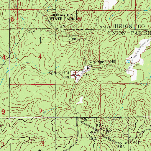 Topographic Map of Spring Hill Cemetery, LA