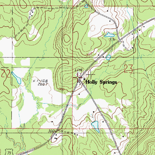 Topographic Map of Holly Springs, LA