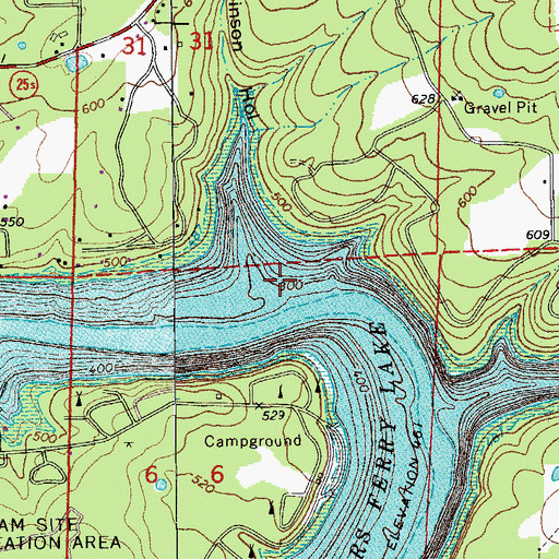 Topographic Map of Robinson Hollow, AR