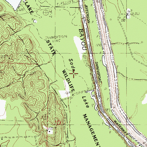 Topographic Map of Soda Lake State Wildlife Management Area, LA
