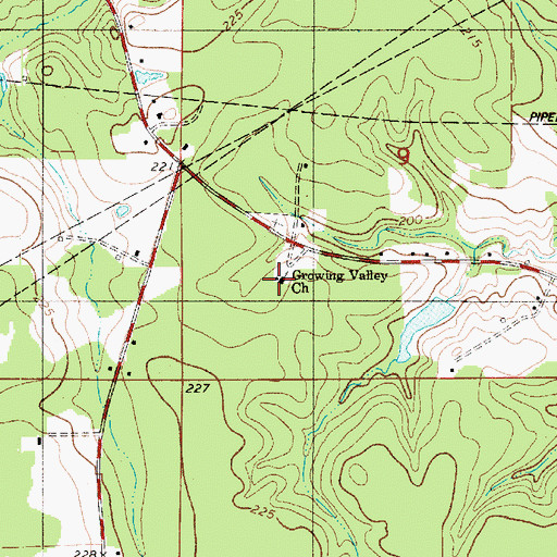 Topographic Map of Growing Valley Church, LA