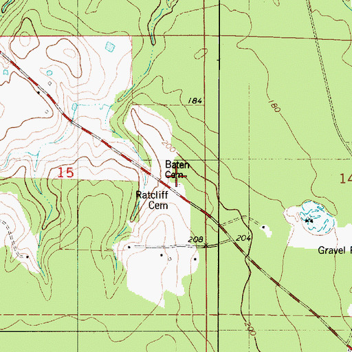 Topographic Map of Baten Cemetery, LA