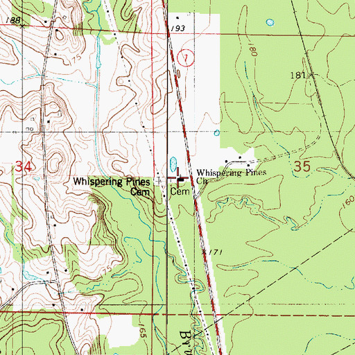 Topographic Map of Whispering Pines Church, LA
