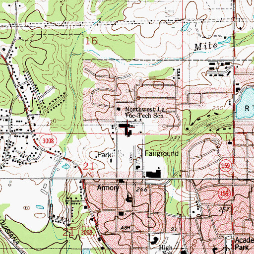 Topographic Map of Louisiana Technical College Northwest Campus, LA