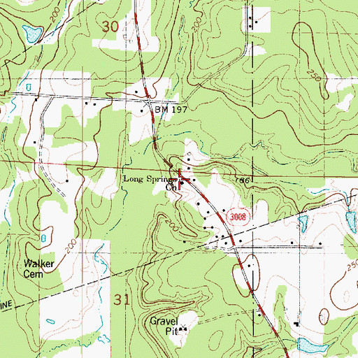 Topographic Map of Long Springs Church, LA