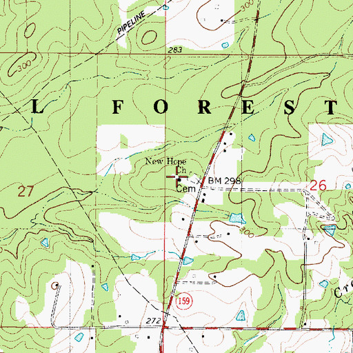 Topographic Map of New Hope Church, LA