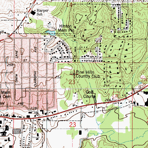 Topographic Map of Pine Hills Country Club, LA