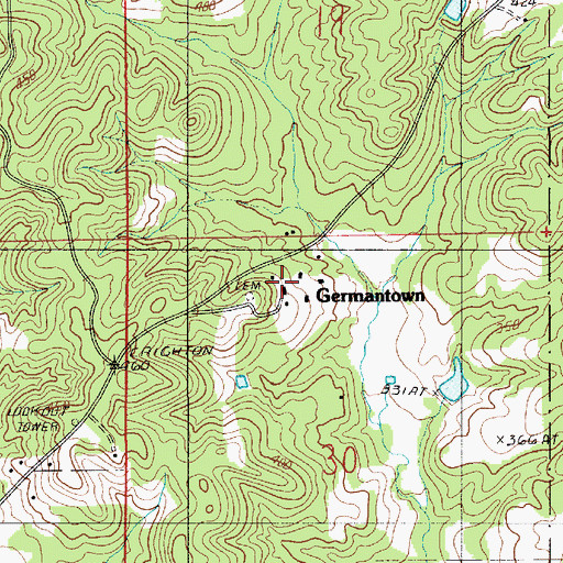 Topographic Map of Germantown, LA