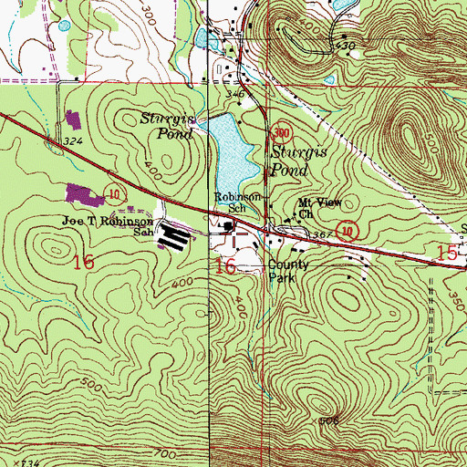 Topographic Map of Robinson School, AR