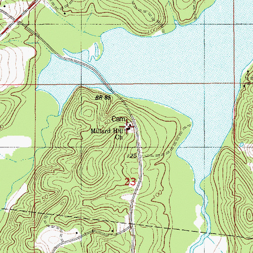 Topographic Map of Millard Hill Church, LA