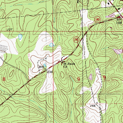Topographic Map of Saint Pauls Church, LA