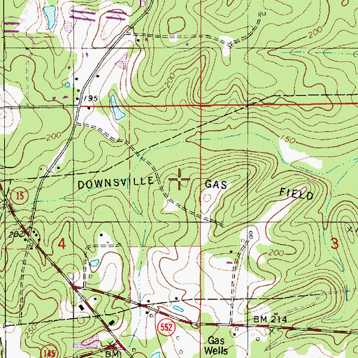 Topographic Map of Downsville Gas Field, LA